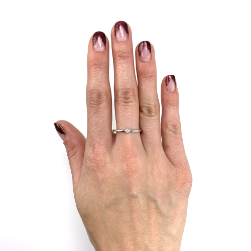 0.04 Carat Bezel Set Diamond Ring Band In 14K White Gold