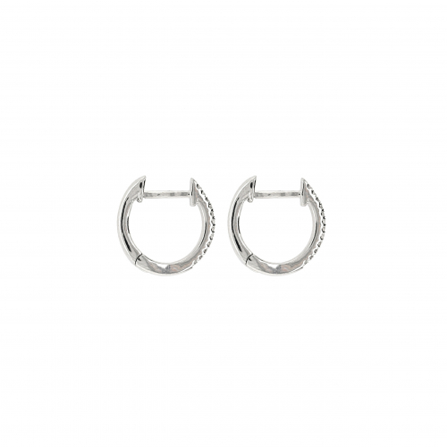 0.07 Carat White Diamonds Huggie Hoop Earrings in 14K White Gold (ER1260)