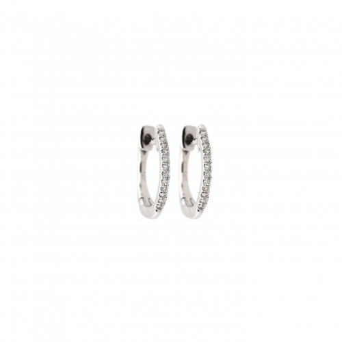 0.07 Carat White Diamonds Huggie Hoop Earrings in 14K White Gold (ER1260)