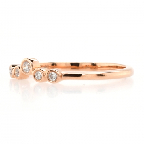 0.08 Carat Bezel Set Diamond Stackable Ring Band In 14K Rose Gold
