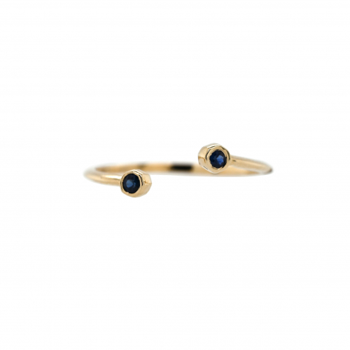 0.08 Carat Bezel Set Stackable Blue Sapphire Ring Band In 14k Yellow Gold