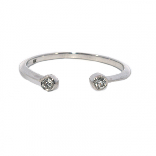 0.09 Carat Bezel Set Diamond Stackable Ring Band In 14K White Gold