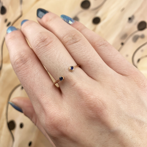 0.09 Carat Bezel Set Stackable Blue Sapphire Ring Band in 14K Rose Gold