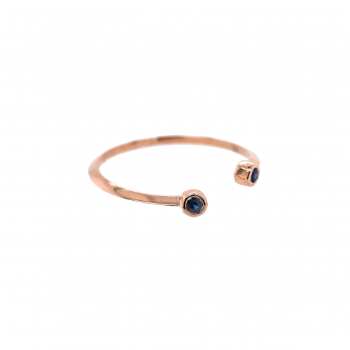 0.09 Carat Bezel Set Stackable Blue Sapphire Ring Band in 14K Rose Gold