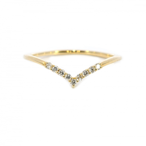 0.09 Carat Diamond Wedding V Shape Ring Band  In 14K Yellow Gold