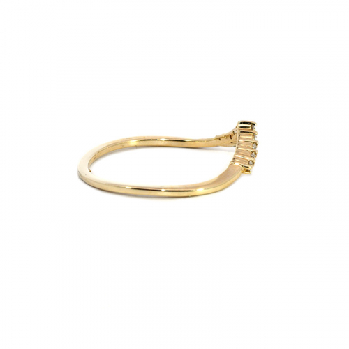 0.09 Carat Diamond Wedding V Shape Ring Band  In 14K Yellow Gold