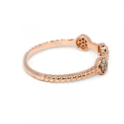 0.12 Carat White Diamond Accented Art Deco Stackable Ring Band In 14k Rose Gold