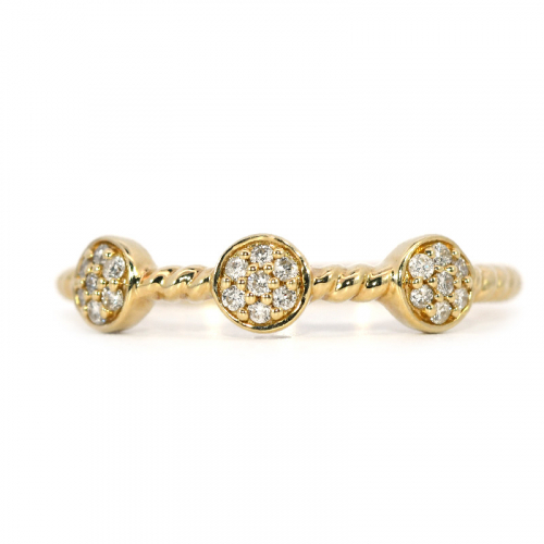0.12 Carat White Diamond Art Deco Stackable Ring Band In 14k Yellow Gold