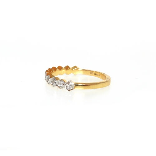 0.16 Carat White Diamond Stackable Ring Band In 14k Dual Tone Gold (yellow/white)
