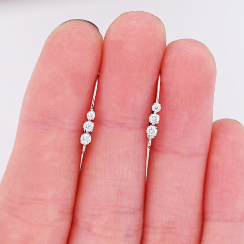 0.195 Carat White Diamond Hoop Earrings In 14k White Gold (er0450)