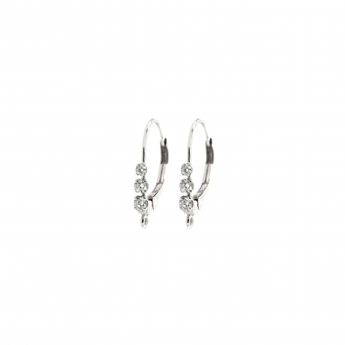 0.195 Carat White Diamond Hoop Earrings In 14k White Gold (er0450)