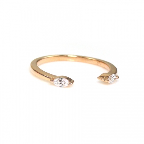 0.20 Carat Marquise Diamond Open Stackable Ring Band In 14K Rose Gold