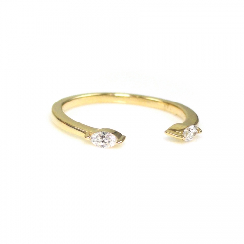 0.20 Carat Marquise Diamond Open Stackable Ring Band In 14K Yellow Gold