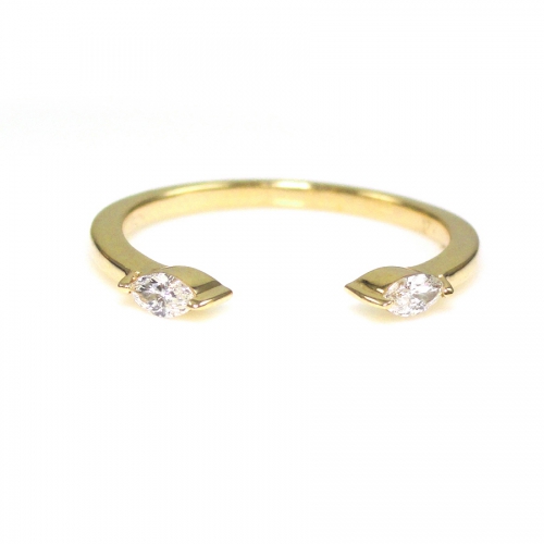 0.20 Carat Marquise Diamond Open Stackable Ring Band In 14K Yellow Gold