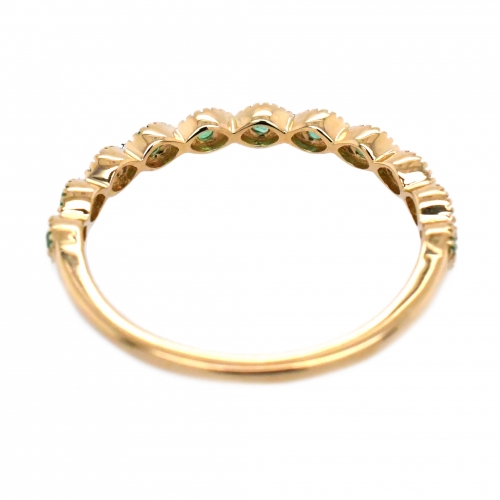 0.21 Carat Colombian Emerald Ring Band in 14K Yellow Gold