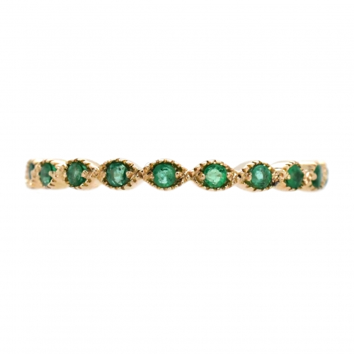 0.21 Carat Colombian Emerald Ring Band In 14k Yellow Gold