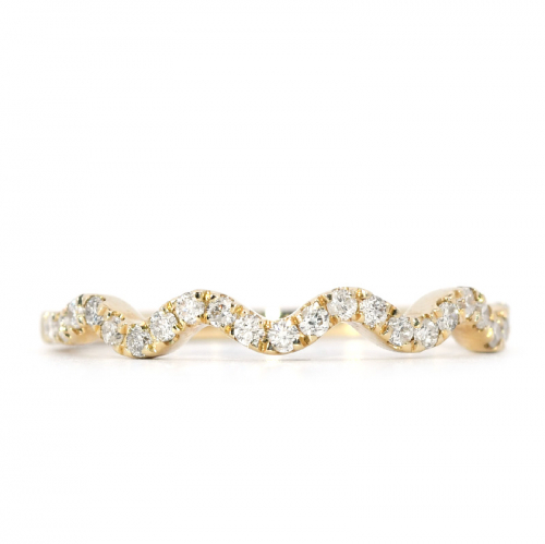 0.26 Carat White Diamond Stackable Wavy Ring Band In 14k Yellow Gold