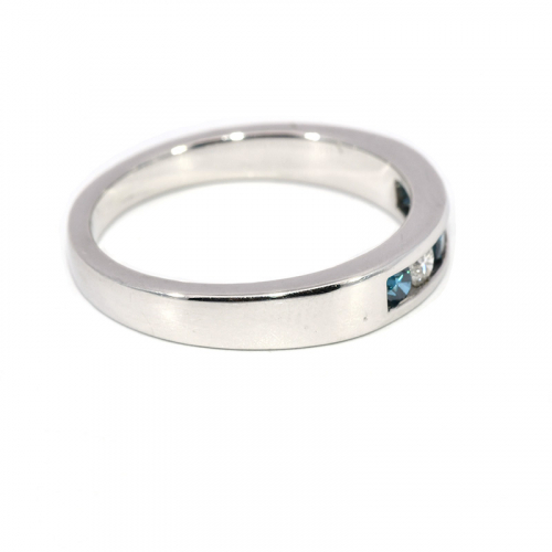 0.35 Carat Blue and White Diamond Ring Band in 14K White Gold