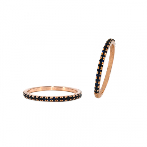 0.40 Carat Blue Sapphire Ring Band in 14K Rose Gold