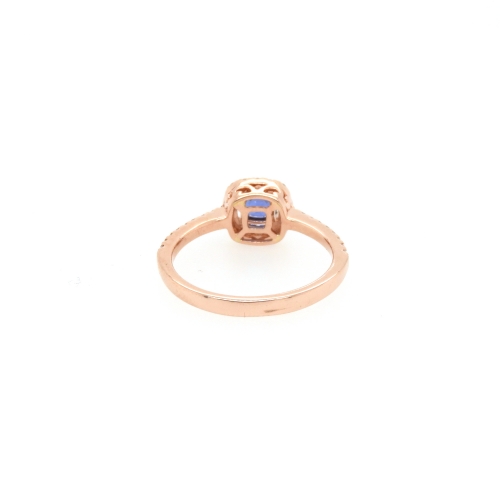0.53 Carat Ceylon Sapphire and Diamond Ring 14k Rose Gold