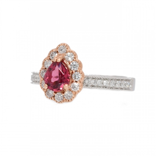 0.63 Carat Red Spinel And Diamond Ring In 14k White Gold