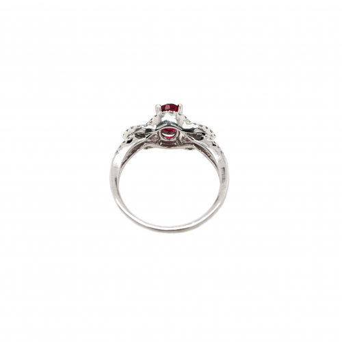 0.88 Carat Natural Red Spinel And Diamond Ring In 14k White Gold
