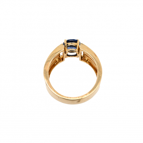 0.90 Carat Blue Sapphire And Diamond Ring In 14k Yellow Gold