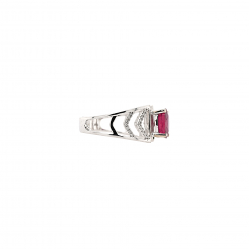 1.81 Carat Madagascar Ruby And Diamond Ring In 14k White Gold