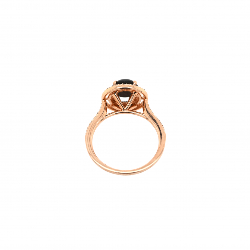 1.97 Carat Black Star Sapphire And Diamond Ring In 14K Rose Gold