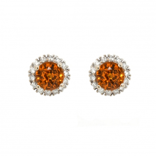 2.07 Carat Yellow Sapphire And Diamond Earring Stud In 14k White Gold