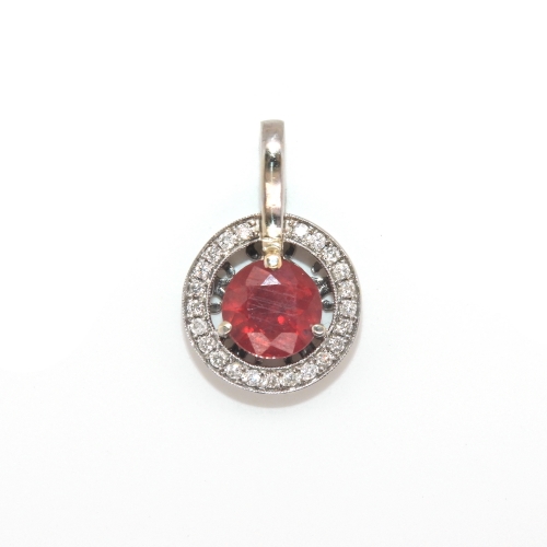 2.25 Carat Madagascar Ruby With Diamond Pendant In 14k White Gold  ( Chain Not Included )