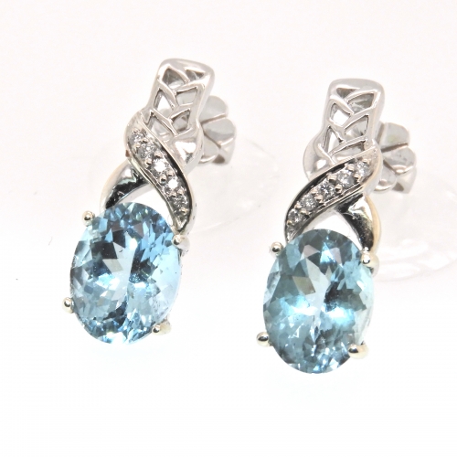 Buy 3.72 Carat Aquamarine And Diamond Earring In 14k White Gold ...