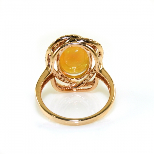 4.13 Carat Ethiopian Opal And Diamond Ring In 14k Rose Gold