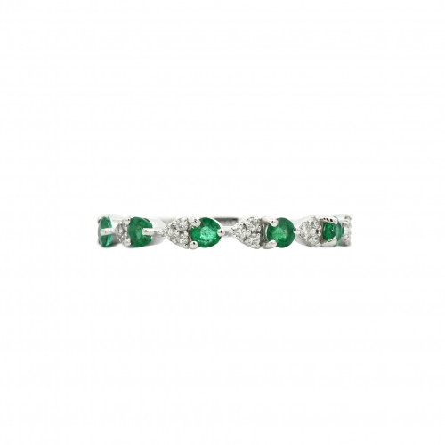 5 Pieces Emerald 0.38 Carat Ring Band In 14k White Gold With Diamond Accent (rg5521)