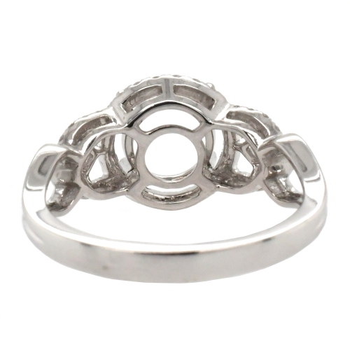 7mm Round Ring Semi Mount In 14K White Gold With White Diamonds