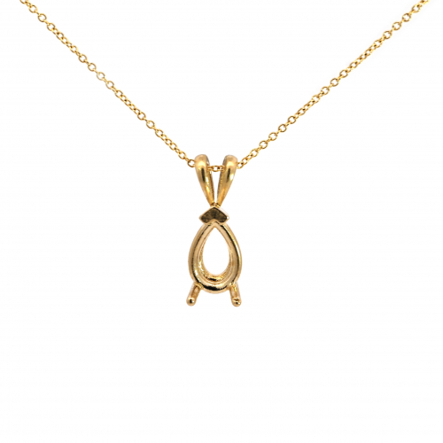 9x6mm Pear Shape Pendant Finding In 14k Gold(chain Not Included)
