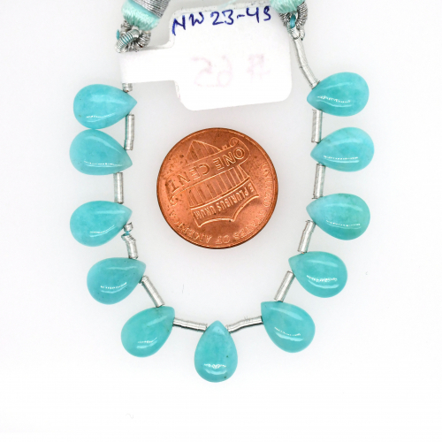 Amazonite Drops Almond Shape 10x7mm Drilled Beads 11 Piece Line
