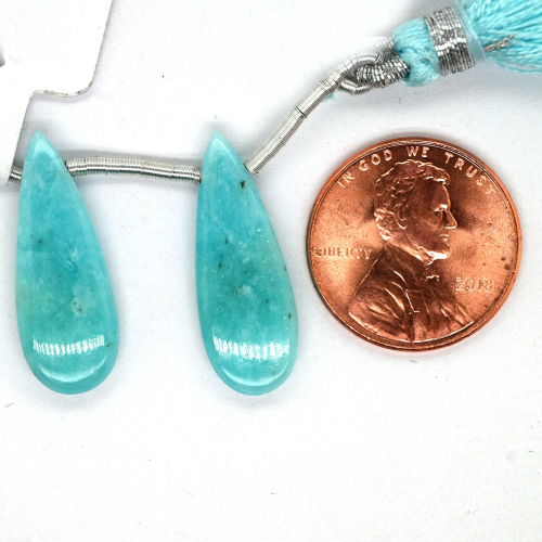 Amazonite Drops Almond Shape 23x8mm Drilled Bead Matching Pair