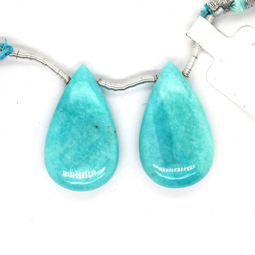 Amazonite Drops Almond Shape 26x15mm Drilled Bead Matching Pair