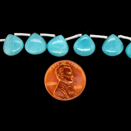 Amazonite Drops Heart Shape 10mm Drilled Beads 8 Piece Line