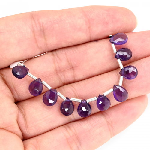 Amethyst Drops Almond Shape 8x6mm Drilled Beads 10 Pieces Line