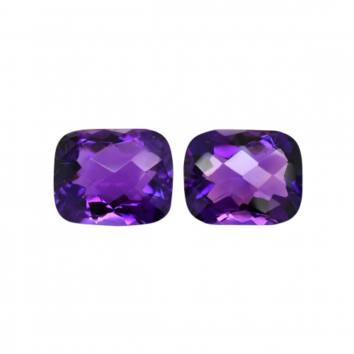 Amethyst Emerald Cushion 11x9mm Matching Pair Approximately 7 Carat.