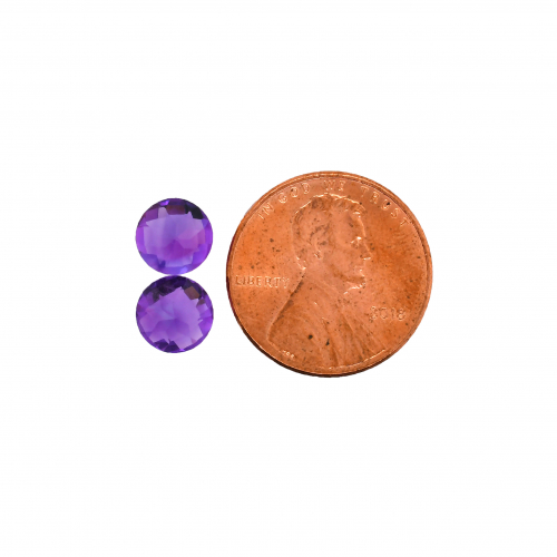 Amethyst Round 7mm Matching Pair Approximately 1.85 Carat