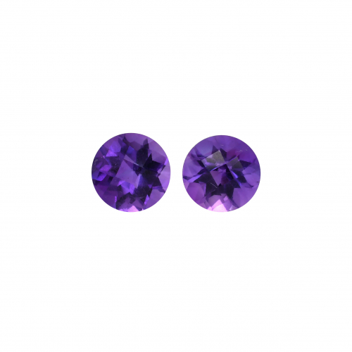 Amethyst Round 7mm Matching Pair Approximately 1.85 Carat