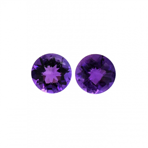 Amethyst Round 9mm Matching Pair Approximately 5 Carat