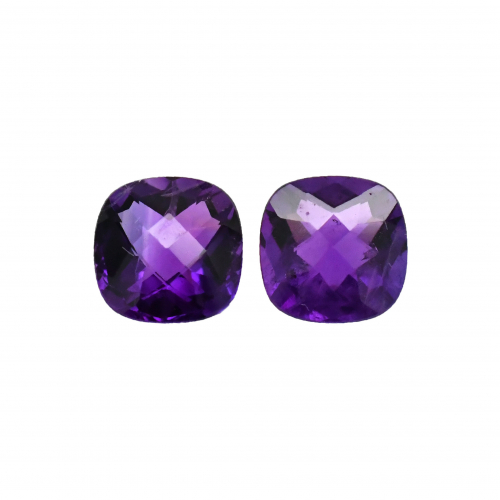 Amethyst Square Cushion 8mm Matching Pair Approximately 3.52 Carat.