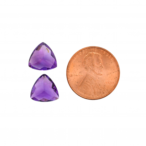 Amethyst Trillion 10mm Matching Pair Approximately 5 Carat.