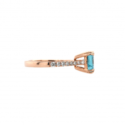 Apatite Cushion 1.50 Carat Ring With Accent Diamonds In 14k Rose Gold