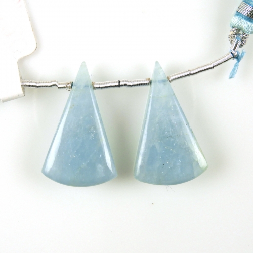 Aquamarine Drops Conical Shape 28x14mm Drilled Beads Matching Pair