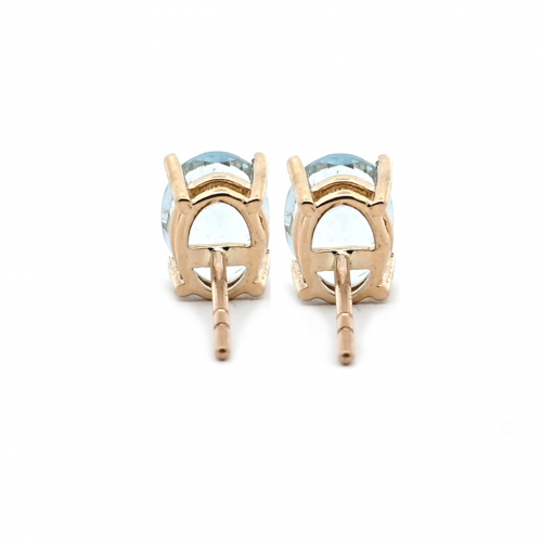 Aquamarine Oval 2.29 Carat Stud Earring In 14k Yellow Gold